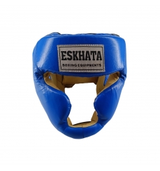 Шлем тренировочный для самбо и MMA ESKHATA кожа синий