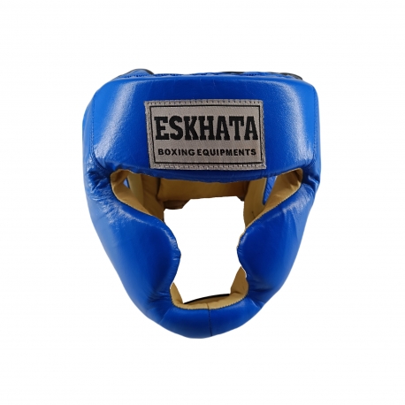 Шлем тренировочный для самбо и MMA ESKHATA кожа синий
